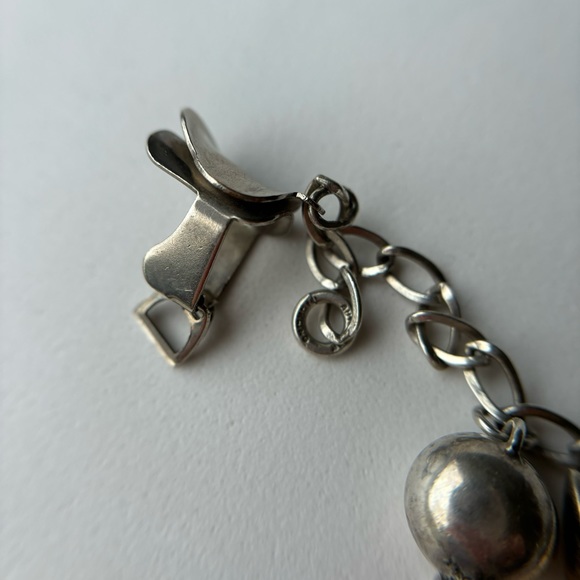 Vintage Charm Bracelet Sterling signed Automade Estate Jewelry - Picture 6 of 9